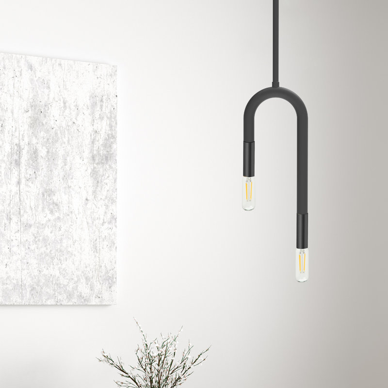 Luminaire suspendu incandescent 2 lumières Wand, Noir mat