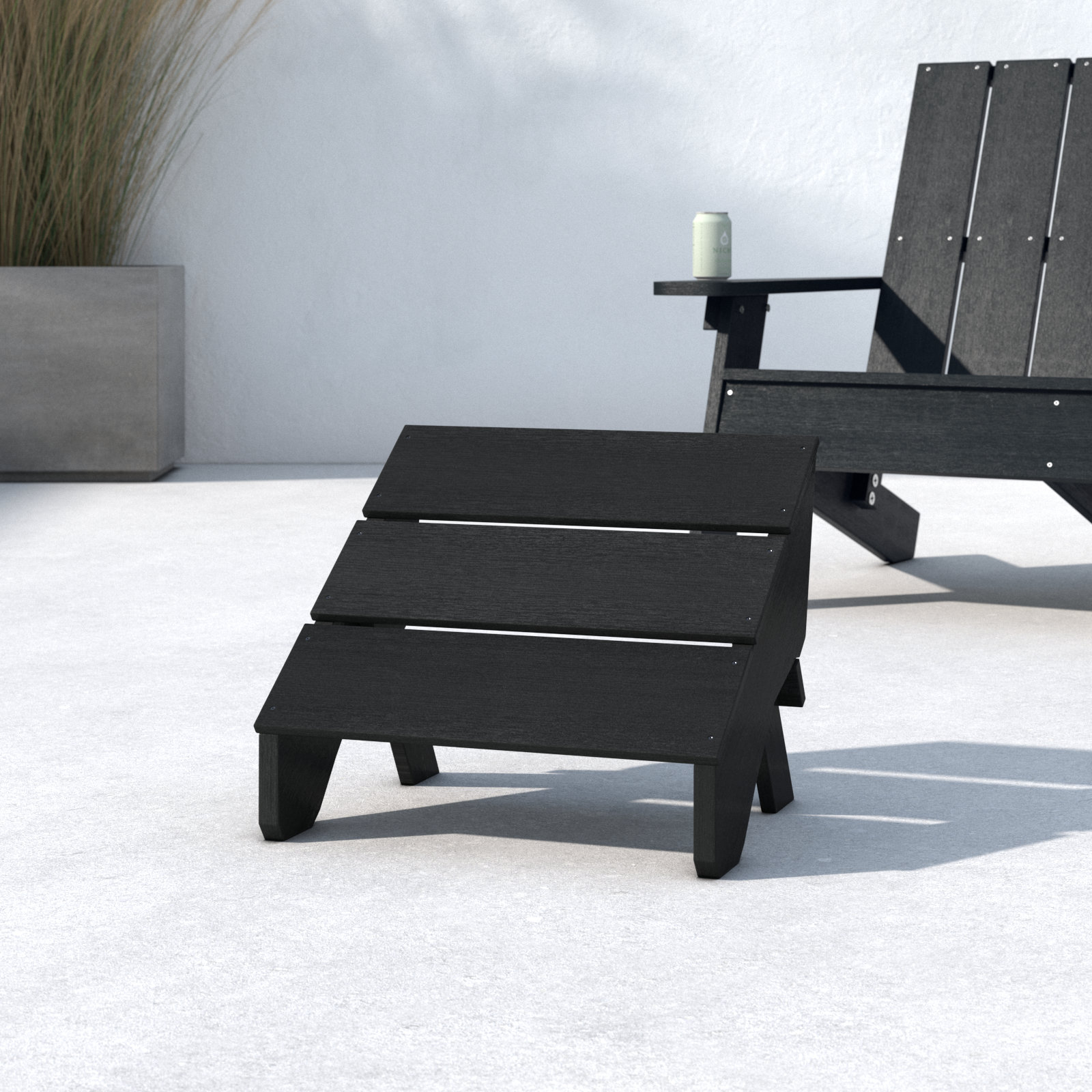 Byrnes Outdoor Ottoman, Black