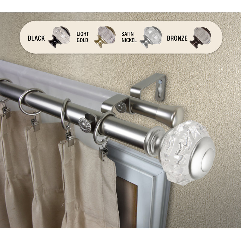 Tringle à rideaux double Magness, H 2,88 po x l 48 po x P 6,75 po, Nickel satiné