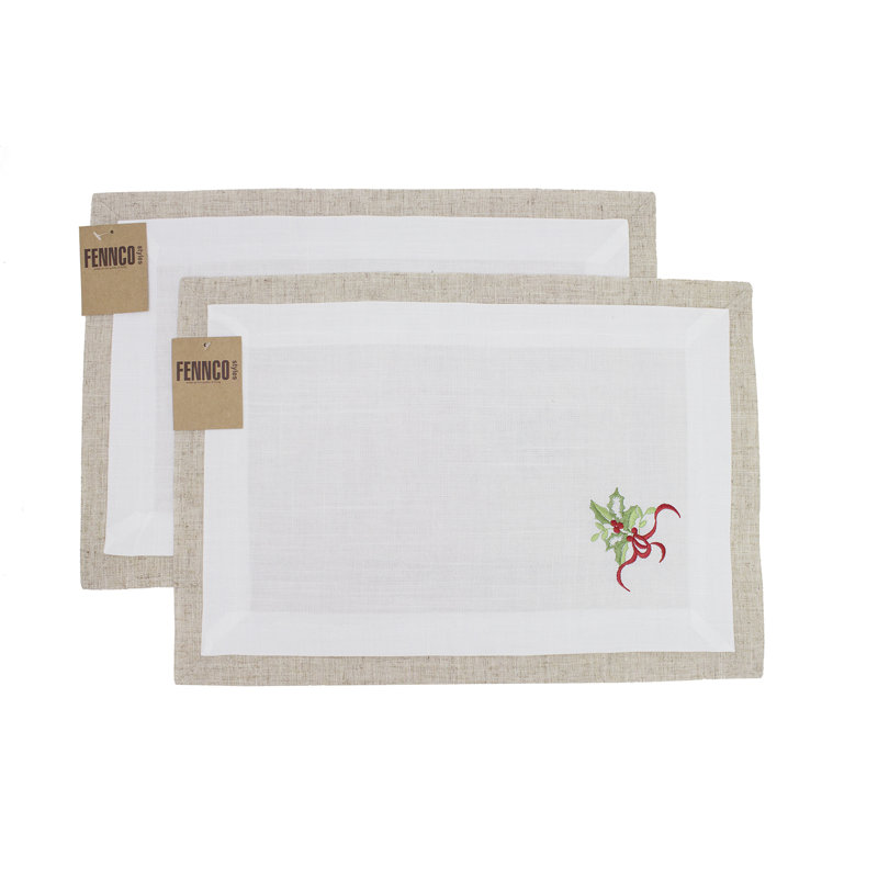 Napperon de Noël naturel et blanc