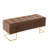 Stylish Contemporary Brown Velvet And Gold Steel Storage Bench, Button - Design, Metal Legs, Flip Top Lid, Comfortable For Two, Indoor Use, 500 Lbs Limit Contemporary, Steel, Velvet, Styling, Double