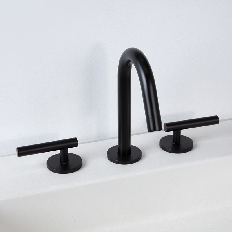 Cigno Deck Mount Widespread Faucet, Matt Black