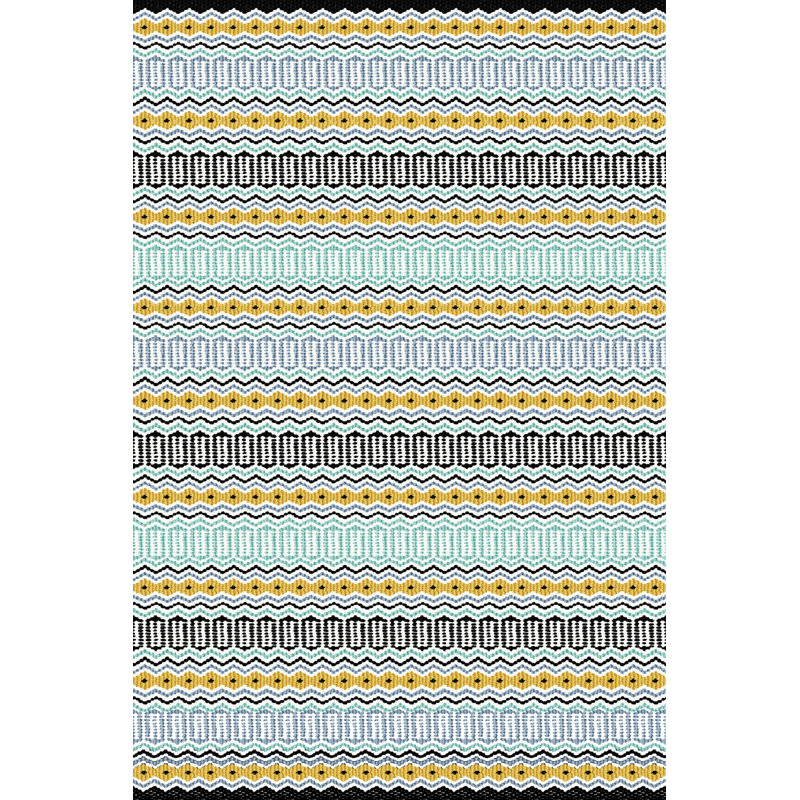 Tapis intérieur / extérieur bleu en polypropylène tissé à la machine Cobi, Rectangle 3 pi 4 po x 6 pi 7 po