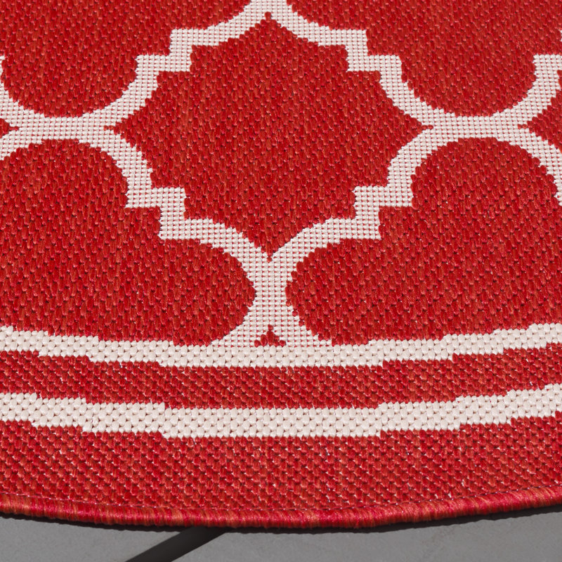 Tapis d'intérieur / extérieur à motif géométrique Herefordshire Performance, Rond 5 pi 3 po
