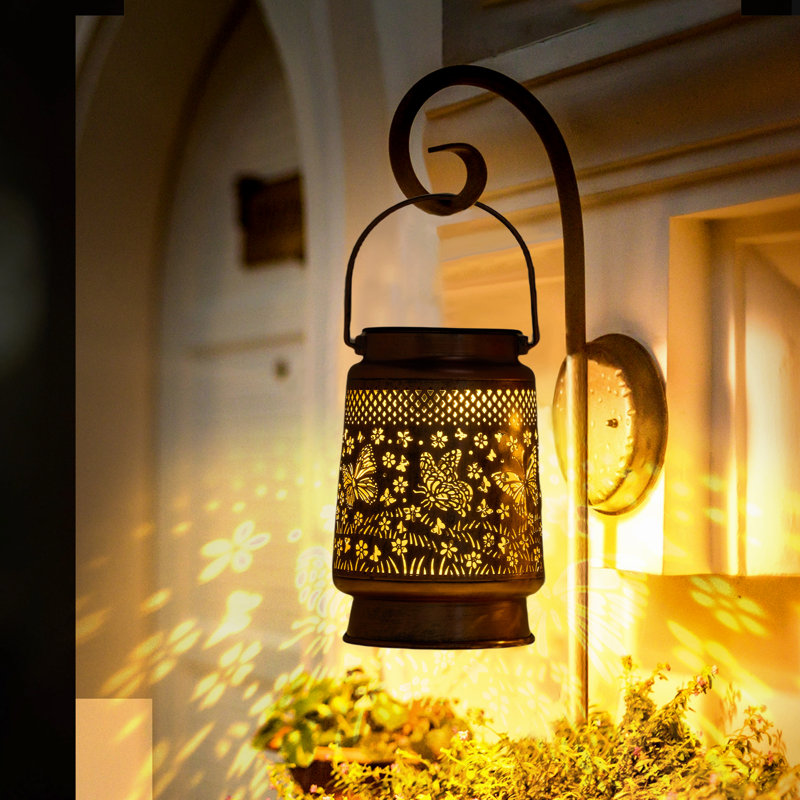 Butterflies Solar Powered Integrated LED Outdoor Lantern (Set of 2) Solar Lighting