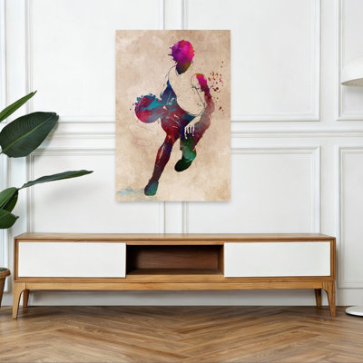Vibrant Basketball Dribble Contemporary Wall Art