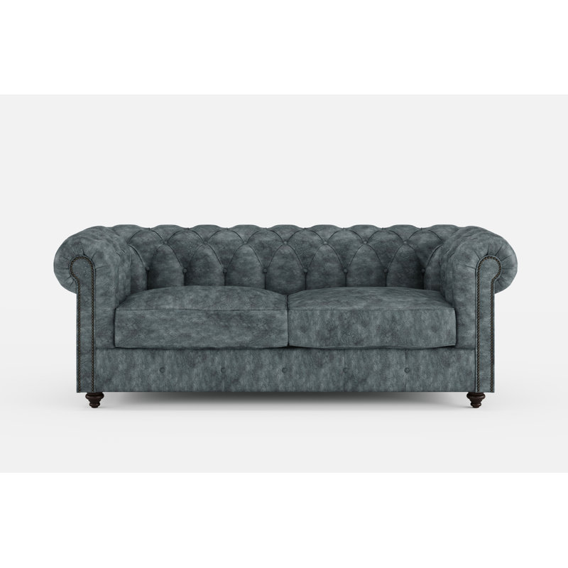 Chesterfield Sofa 3 Seater Textured Luxe Velvet, Black