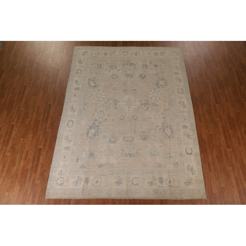 Tapis unique en laine noué à la main 8 pi 10 po x 11 pi 10 po nouvel âge Oushak