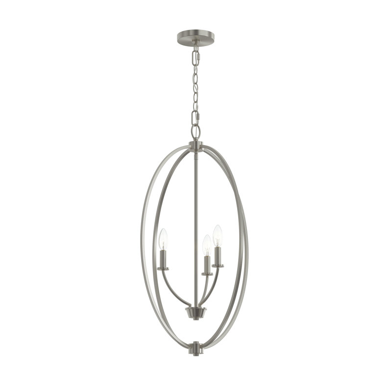 Jheni Three-Light Brushed Nickel Foyer Pendant, Brushed Nickel