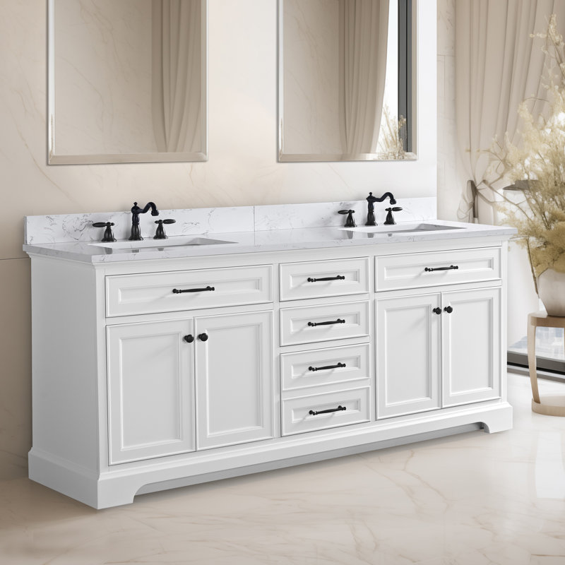 Ensemble de meuble-lavabo double 72 po Aanayah, Blanc