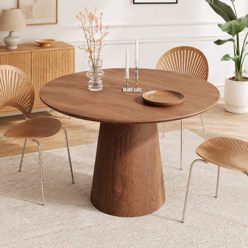 43" Mid-Century Modern Round Pedestal Dining Table, Seating for 4-5, Espresso