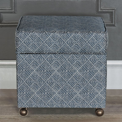 Saya 19" Wide Square Geometric Storage Ottoman by Eastern Accents