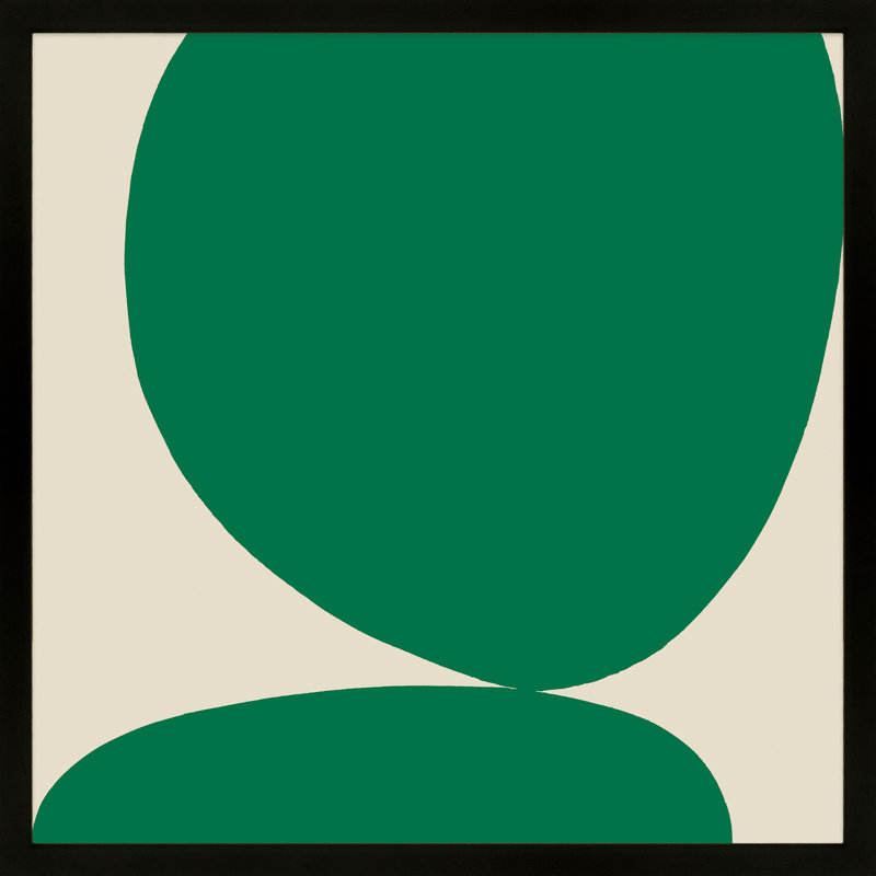 Green Ink 2 Painting by Lee Lessem, Black Framed, 16" H x 16" W x 1.25" D