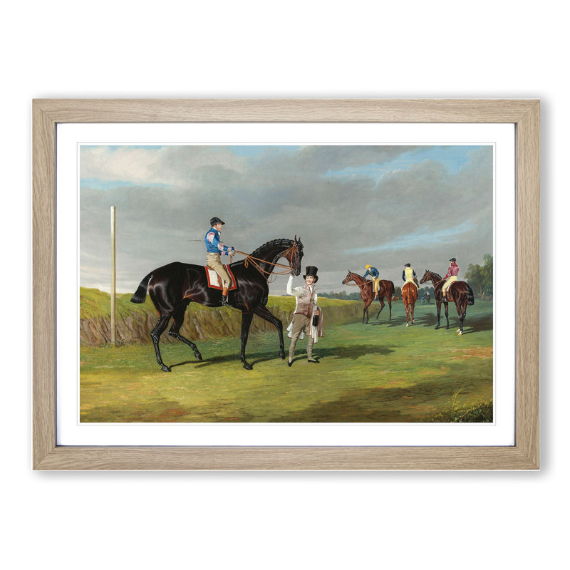 Horse Racing by John Frederick Herring - Picture Frame Painting, Oak Framed, 27cm H x 36cm W x 2cm D