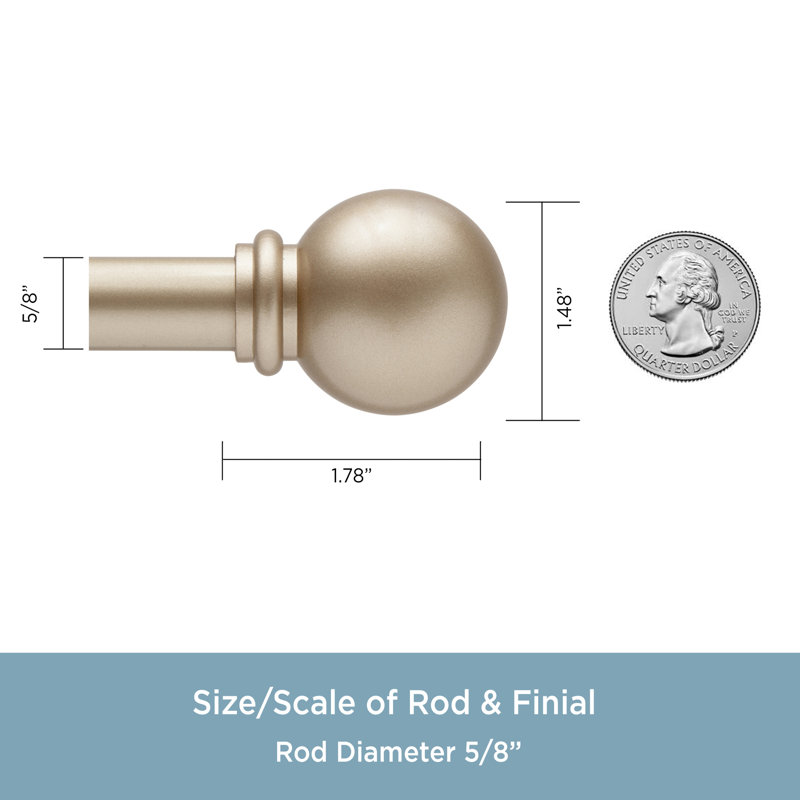 Chelsea Soft Brass Adjustable Curtain Rod with Ball Finials, 48-86 inch