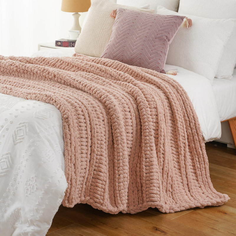Large jeté en corde de 50 po x 60 po, Rose