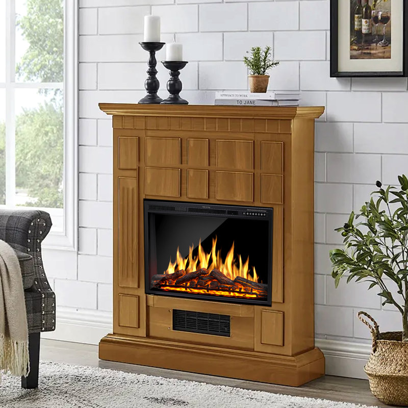 Electric Fireplace Insert With Touch Screen, 1500W Freestanding/Recessed Heater With Remote, 4 Flame Colors, 5 Speed/Brightness Levels, Timer, Overheat Protection, For Living Room, Office