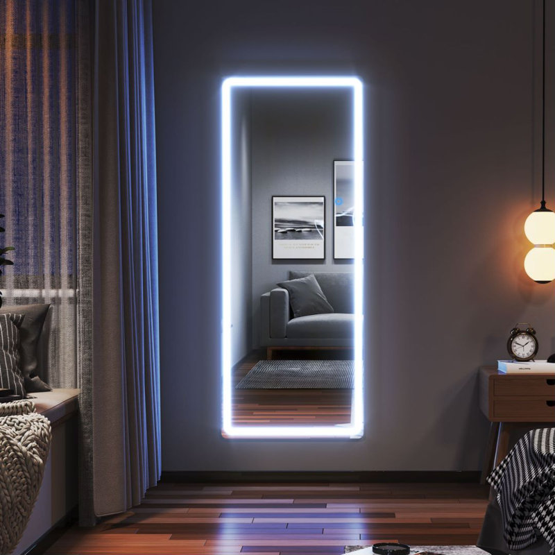 Miroir pleine grandeur Oakleaf, 65 po x 22 po, Noir
