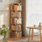 5 Tier Rotating Bookshelf, 360° Display Round Spinning Shelf for Small Spaces, Walnut Finish-2056103646-2056103632