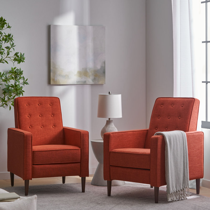 Fauteuil club inclinable manuel de 28 po de largeur Fifine, 100 % polyester orange pâle