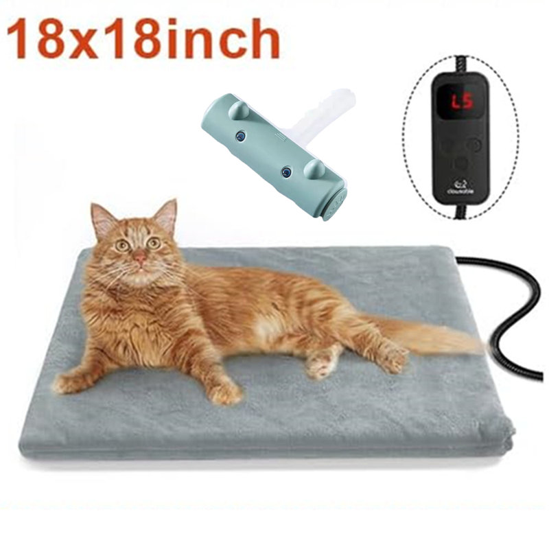 Tapis chauffant et brosse chauffante électrique pour chien et chat, H 1 po x l 18 po x P 18 po
