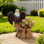Pot à fleurs sur une souche d'arbre Majestic Eagle avec des ailes déployées - Pot de fleurs décoratif en polyrésine durable pour patio et pelouse - Cadeau de décoration unique