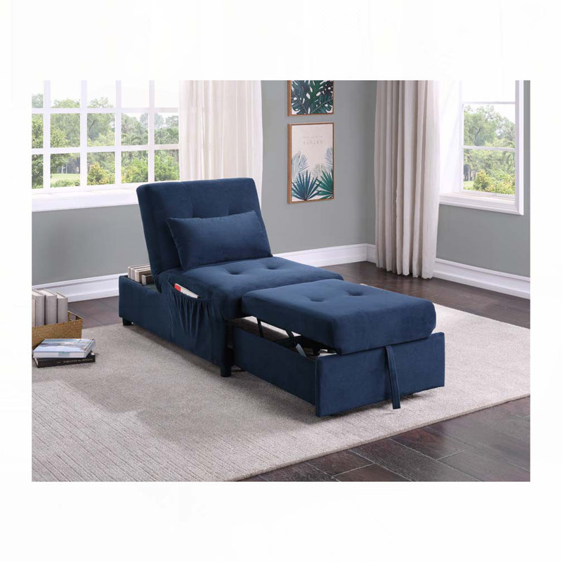 Fauteuil convertible en velours capitonné, Bleu très foncé