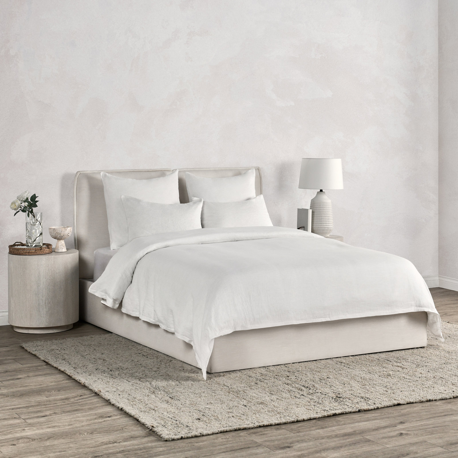Fleta Duvet Cover Set, Queen Duvet Cover, White