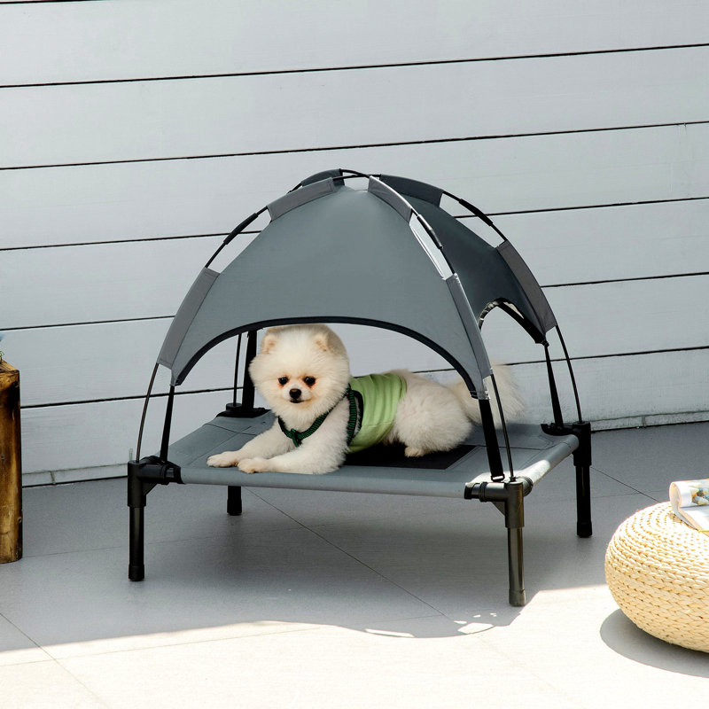 Lit surélevé portatif pour chien, Petit (H 24,53 po x l 24,03 po x P 18,03 po), Gris