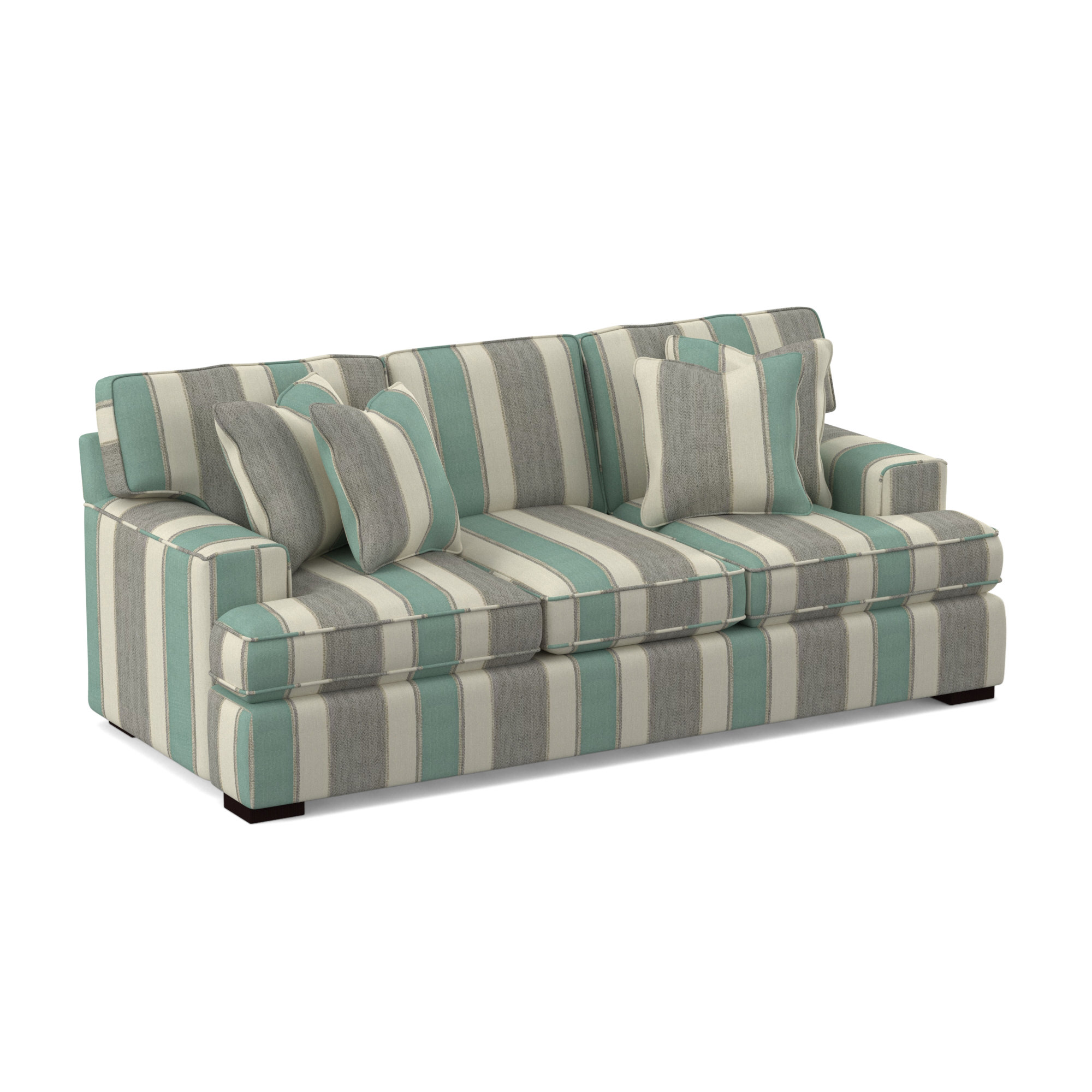 Sadie 97'' Recessed Arm Sofa with Reversible Cushions, Java Finish, Beige Performance Fabric; 0851-73