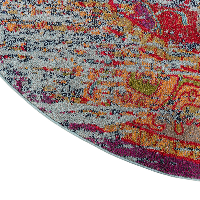 Dimonetta Washable Indoor Rug, Round 8'