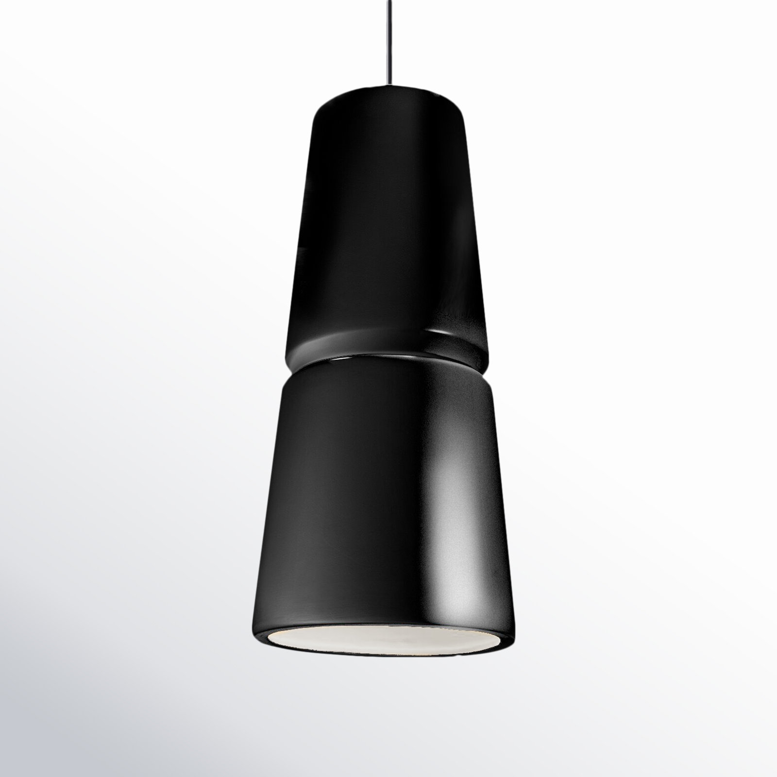 Logan Dimmable Ceramic Single Light Pendant, 13.5" H x 6" W x 6" D, Gloss Black, Polished Chrome