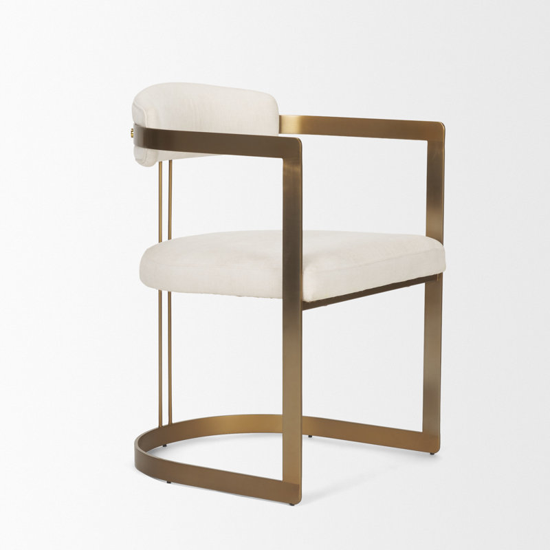 Fauteuil Bradley, Doré, Lin blanc