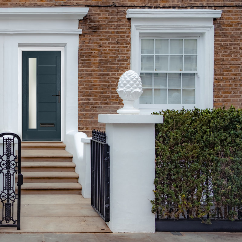 Crystal GRP Front door Monza Right Anthracite Grey 890mm x 2090mm Open in Right hand Stipolytte Glass, 89mm x 209mm, Left