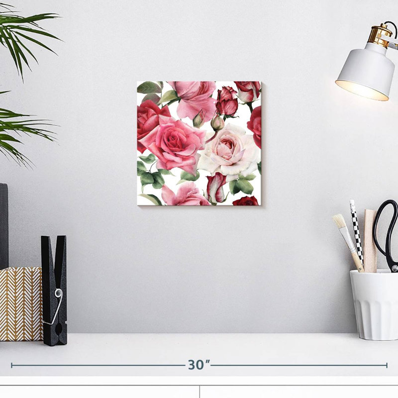 Harnek roses en fleurs, H 10 po x l 10 po