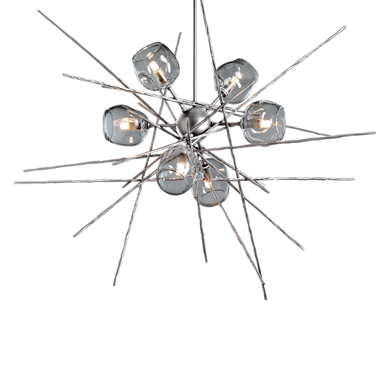 Griffin 6 - Light Chandelier, Sterling, Cool Gray, 56.6" H x 39.2" W x 38.8" D