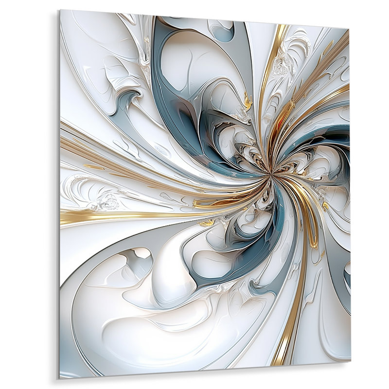 Euphoria Spiral White Light Eruption - Spiral Abstract Wall Art Living Room, Métal métal, H 40 po x l 30 po x P 1,5 po