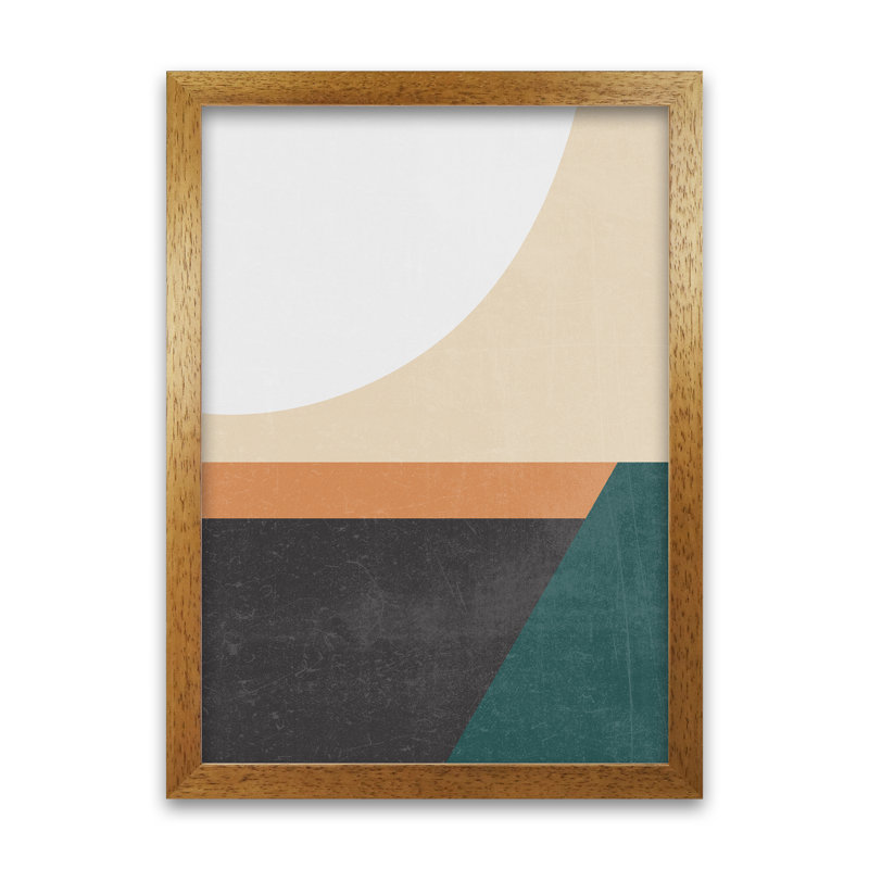 Colourful Mid Century Modern A - Print, Oak Frame, 84cm H x 59cm W x 3cm D