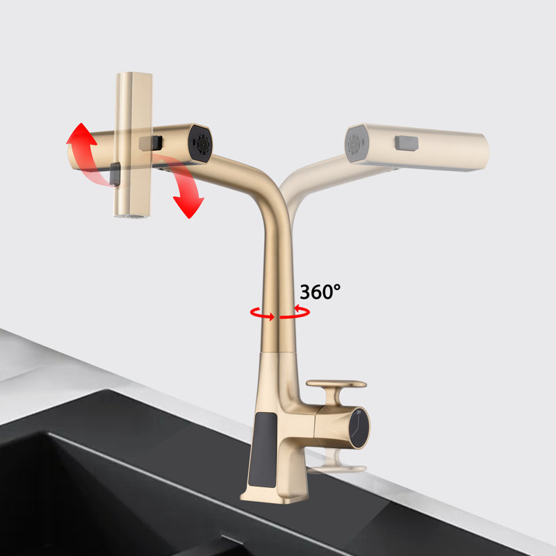 Robinet rétractable avec évier en alliage de zinc et débit d'eau réglable