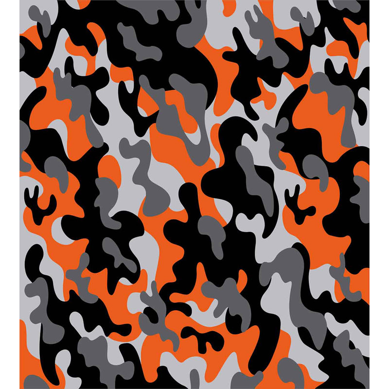 Twin Orange and Gray Camouflage Microfiber Duvet Cover Set