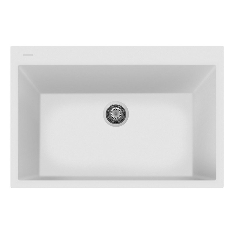 33" L x 22" W Drop-In Quartz Kitchen Sink, Milk White