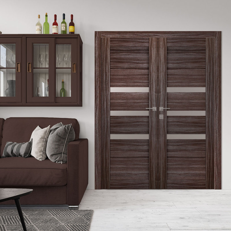 Porte double standard Dora, Gauche, Chêne gris, 47,75 po x 95,24 po