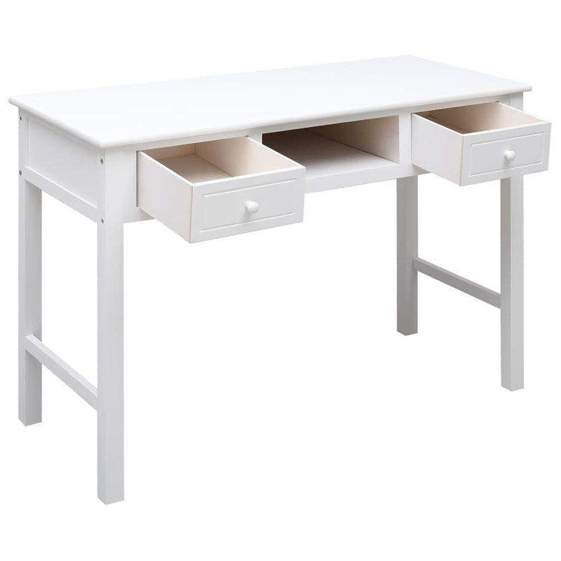 Ro Solid Wood Writing Desk, White