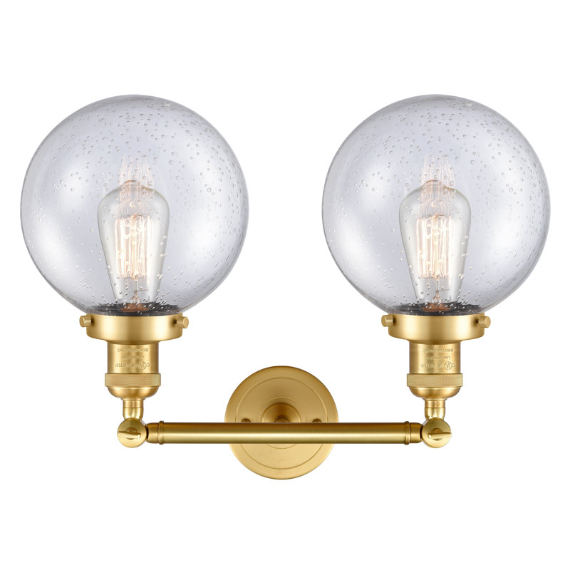 Clementina 2 - Light Dimmable Vanity Light, 6 Watt Vinage LED Bulb, Seedy, Satin Gold