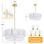 Lustre tambour 5 lumières en tissu de style campagne moderne pour le salon, la cuisine, l'entrée, le couloir-133405540-133405537