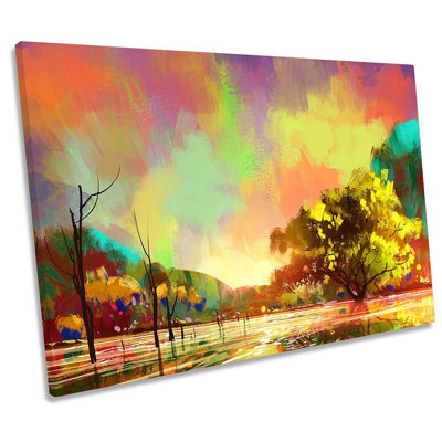Sunset Landscape Multi Coloured - Wrapped Canvas Print