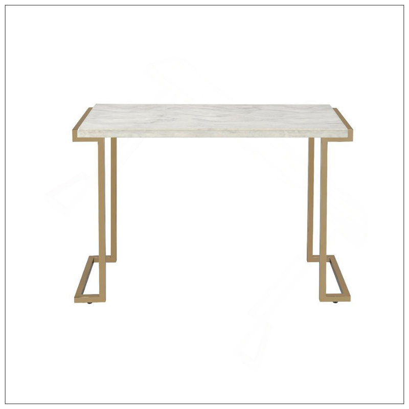 Table de canapé en faux marbre avec finition champagne