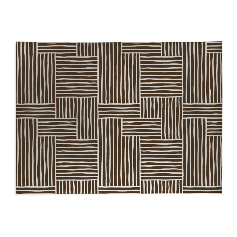 Tapis de cuisine Grid Puz, Rectangle 5 pi x 7 pi, Brun moka