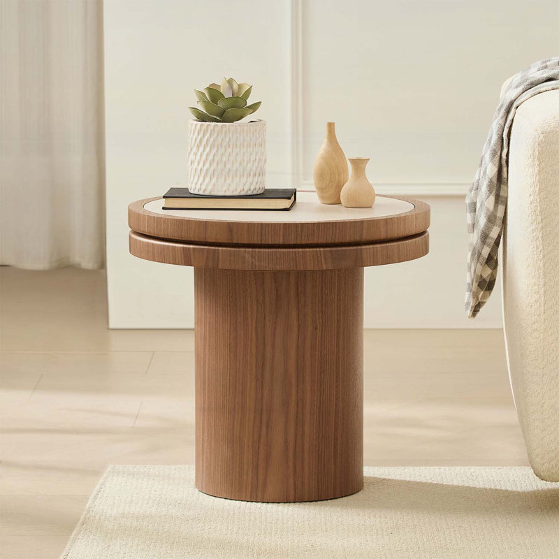 Round Coffee Table for Modern Living Spaces, Walnut