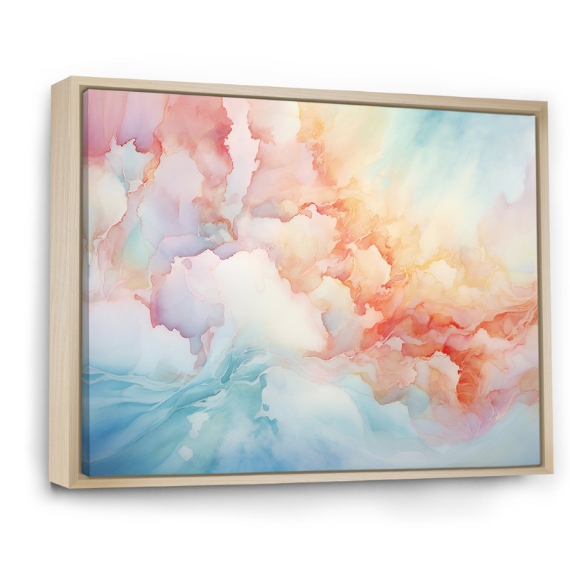 Nuage, lever de soleil, encre alcool, paysage - nuages, décoration murale, Cadre naturel flottant, H 24 po x l 32 po